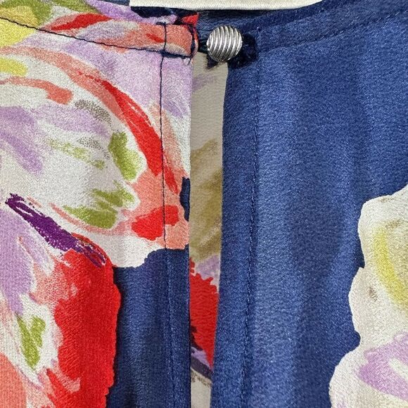 MAEVE ANTHROPOLOGIE Women's Gardenia Floral Silk Blouse Blue Size 4 - Picture 7 of 11